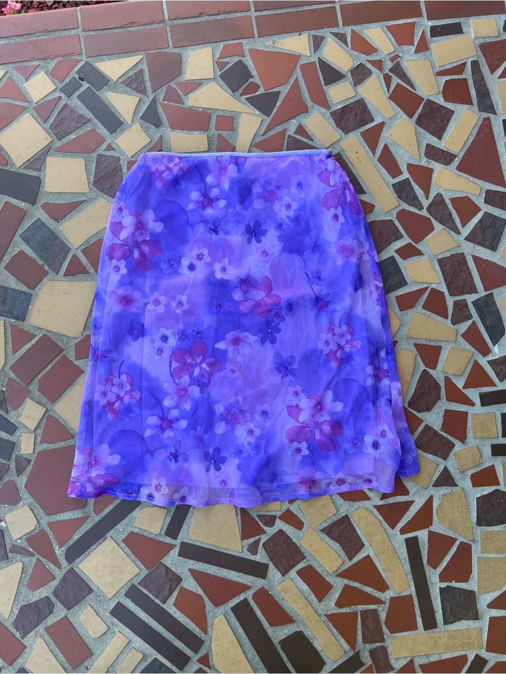 Fairycore Exact Change Purple Floral Midi Skirt